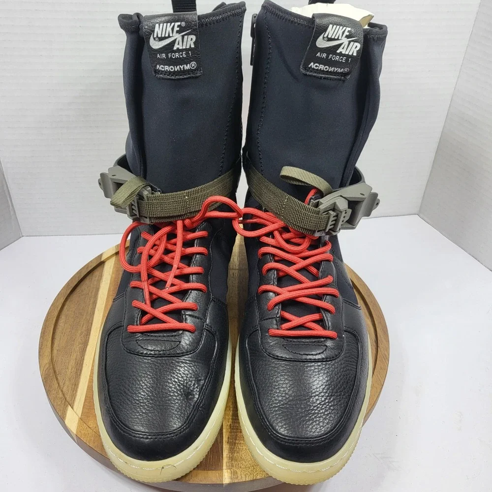 Nike Acronym Air Force 1 Downtown Hi SP Black Crimson 649941-006 Mens 9 Techwear